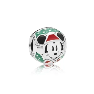 (slika za) PANDORA Disney, obesek Božiček Mickey, rdeči in zeleni emajl - 797502ENMX
