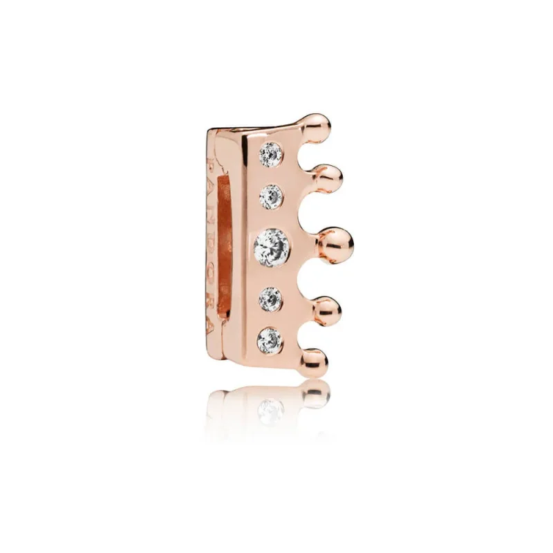 (slika za) PANDORA Reflexions™ Crown Clip Charm, PANDORA Rose™ & Clear CZ - 787599CZ - Slika izdelka