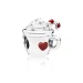 PANDORA Warm Cocoa Charm, beli in rdeči emajl - 797523ENMX
