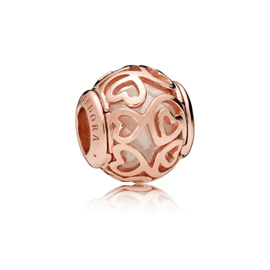 (slika za) Filigranski obesek Hearts, PANDORA Rose™ & Clear CZ - 787348CZ