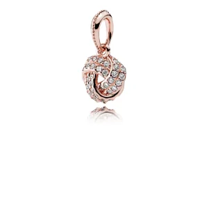(slika za) Obesek s bleščečim vozlom ljubezni, PANDORA Rose™ & Clear CZ - 380385CZ