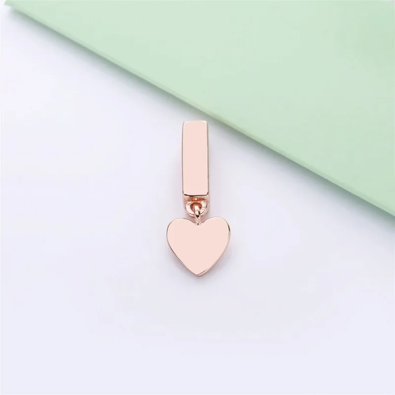 (slika za) Obesek s sponkami PANDORA Reflexions™ Lebdeči srček, PANDORA Rose™ - 787643 - Ogled 2