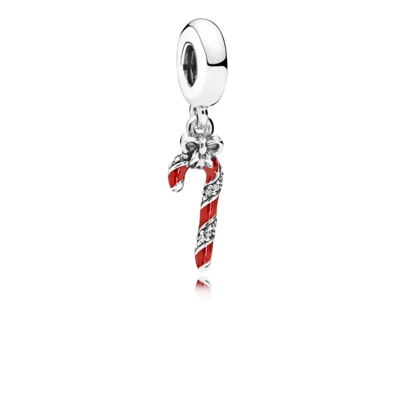 (slika za) PANDORA Bleščeči obesek Candy Cane, jagodičasto rdeč emajl in prozoren CZ - 796382EN39 - Slika izdelka