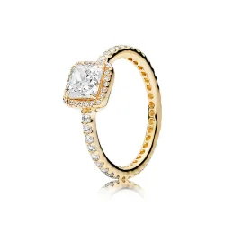 PANDORA brezčasen eleganten prstan, 14K zlato in prozorno CZ - 150188CZ