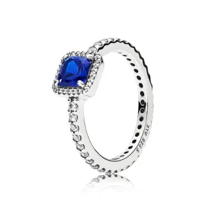 (slika za) PANDORA Brezčasni Elegance Prstan, True Blue Crystal & Clear CZ - 190947NBT