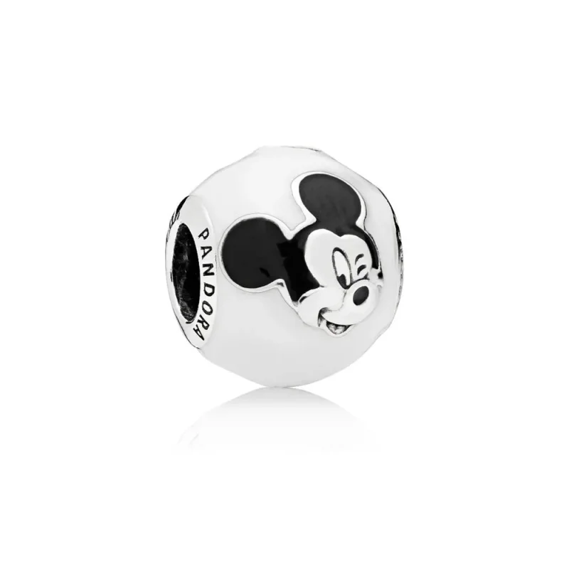 (slika za) PANDORA Disney, Ekspresivni obesek Mickey, bel in črn emajl - 796339ENMX - Slika izdelka