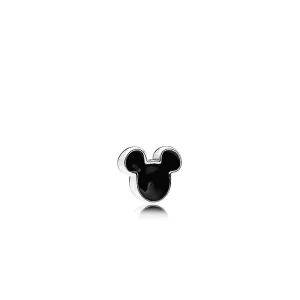 (slika za) PANDORA Disney, Mickey Icon Petite Locket Charm, črn emajl - 796344EN16