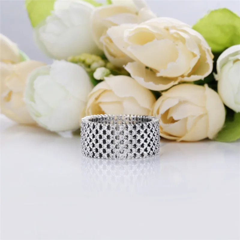 (slika za) PANDORA heraldični karo prstan, prozoren CZ - 197695CZ - Ogled 3