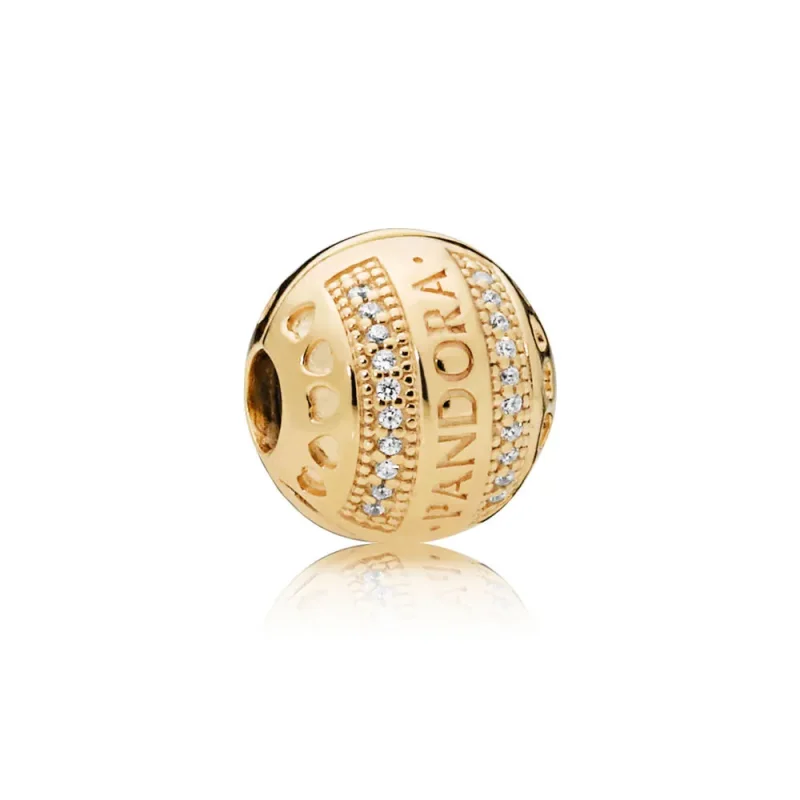 (slika za) PANDORA Logo Hearts Sponka, PANDORA Shine™ & Clear CZ - 767433CZ - Slika izdelka