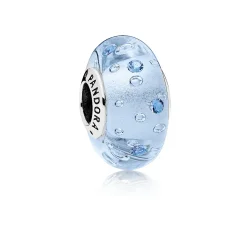 PANDORA obesek iz muranskega stekla Ice Drops, modra CZ - 796365CZB