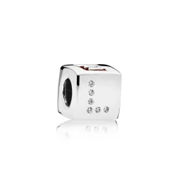 PANDORA Obesek Love Dice, rdeča in prozorna CZ - 797811CZR