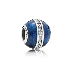 PANDORA obesek Orbit, polnočno modri emajl & prozoren CZ - 796377EN63
