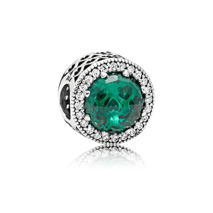 PANDORA Obesek Radiant Hearts, morsko zeleni kristali in prozoren CZ - 791725NSG