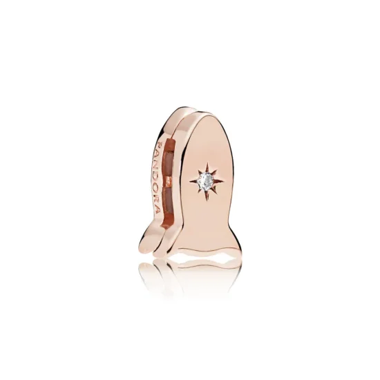 (slika za) PANDORA REFLEXIONS™ Space Rocket Clip Charm, PANDORA Rose™ & Clear CZ - 787566CZ