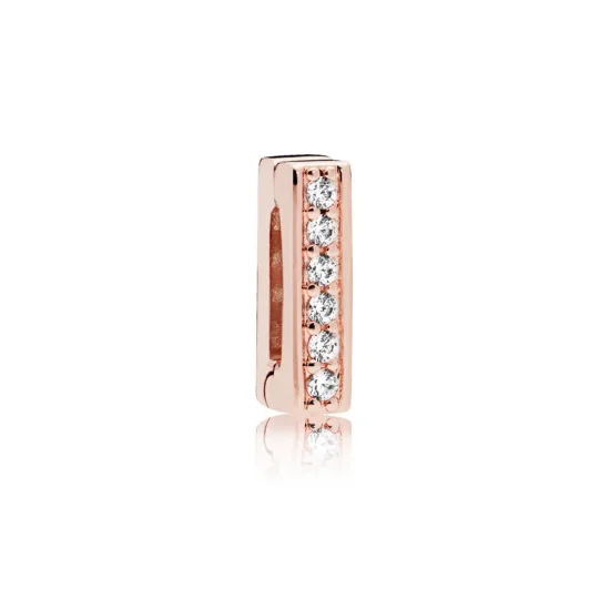 (slika za) PANDORA Reflexions™ Timeless Sparkle Clip Charm, PANDORA Rose™ & Clear CZ - 787633CZ