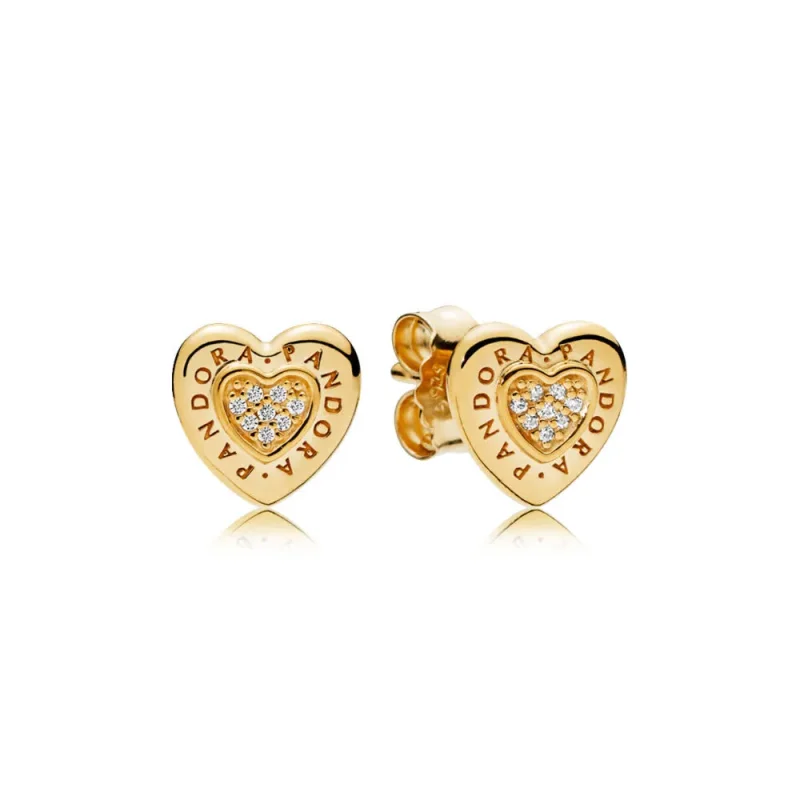 (slika za) PANDORA Signature Heart Stud Uhani, PANDORA Shine™ & Clear CZ - 267382CZ - Slika izdelka