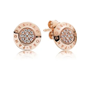 (slika za) PANDORA Signature Stud Uhani, PANDORA Rose™ & Clear CZ - 280559CZ