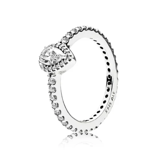 (slika za) PANDORA sijoči prstan v obliki solze, prozoren CZ - 196254CZ