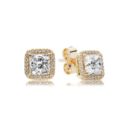 PANDORA Timeless Elegance Stud Uhani, 14K zlato in prozorno CZ - 250327CZ