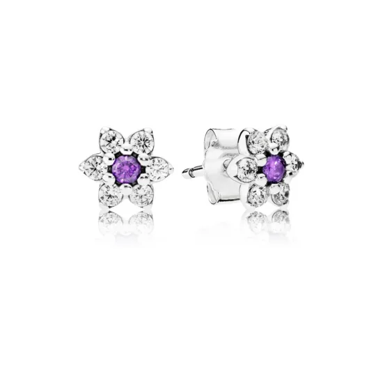 (slika za) PANDORA Uhani s čepki Forget Me Not, vijolična in prozorna CZ - 290690ACZ