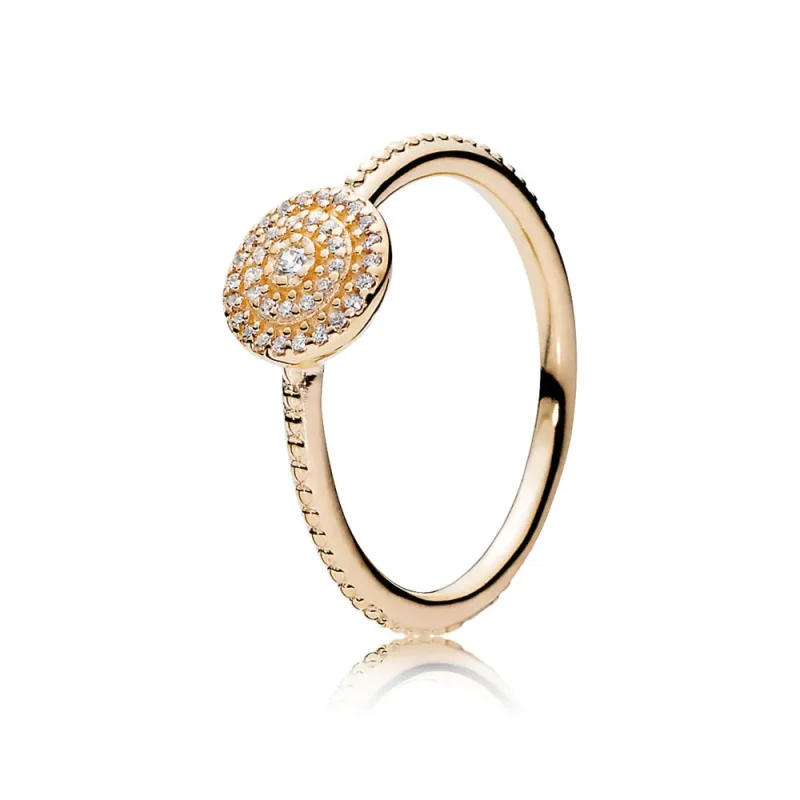 (slika za) Prstan PANDORA Radiant Elegance, 14K zlato in prozorno CZ - 150184CZ - Slika izdelka