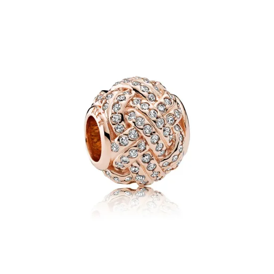 (slika za) Sparkling Love Knot Charm, PANDORA Rose™ & Clear CZ - 781537CZ