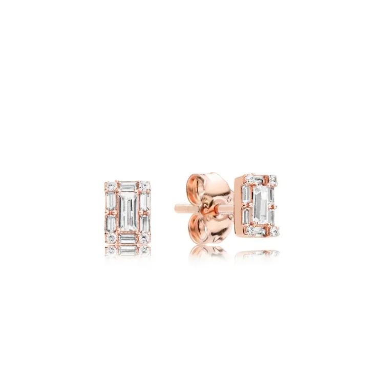 Svetleči ledeni uhani, PANDORA Rose™ & Clear CZ - 287567CZ