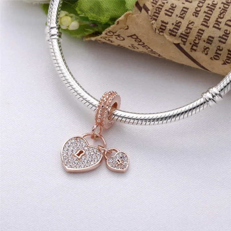 Viseči obesek Love Locks, PANDORA Rose™ & Clear CZ - 781807CZ