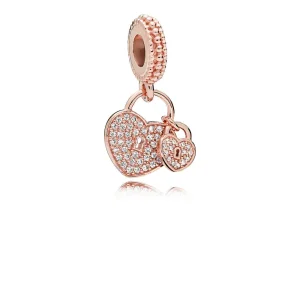 (slika za) Viseči obesek Love Locks, PANDORA Rose™ & Clear CZ - 781807CZ