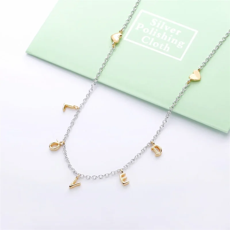 (slika za) Dvobarvna ogrlica PANDORA Loved Script - 367818 - Ogled 4