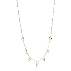 (slika za) Dvobarvna ogrlica PANDORA Loved Script - 367818