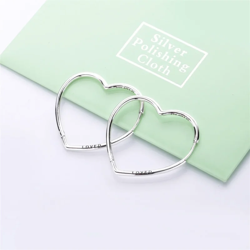 (slika za) PANDORA Asimetrični obročasti uhani Hearts of Love - 297822 - Ogled 2