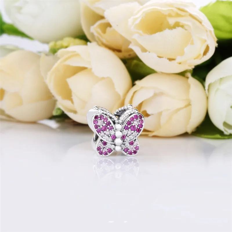 (slika za) PANDORA bleščeč roza obesek z metulji - 797882NCCMX - Ogled 2