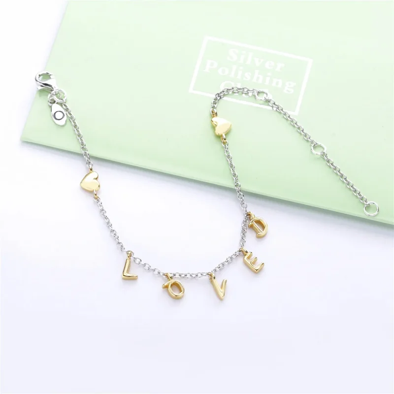 (slika za) PANDORA dvobarvna zapestnica Loved Script - 567804 - Ogled 2