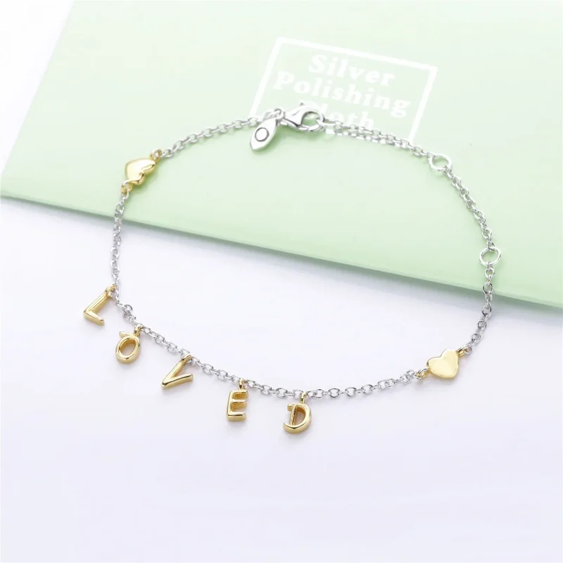 (slika za) PANDORA dvobarvna zapestnica Loved Script - 567804 - Ogled 4