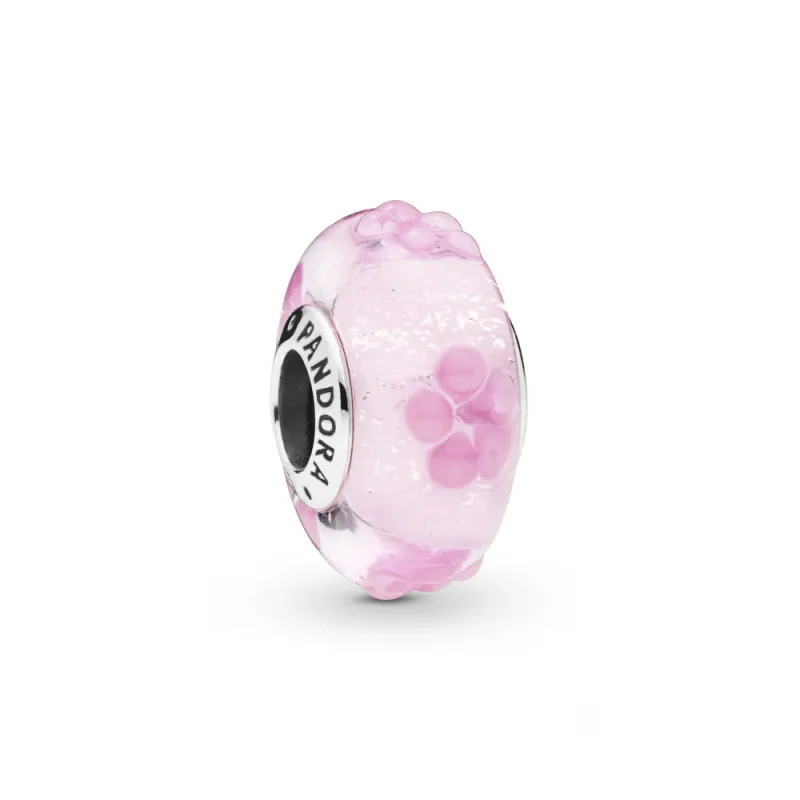 (slika za) PANDORA stekleni obesek z rožnato rožo - 797901