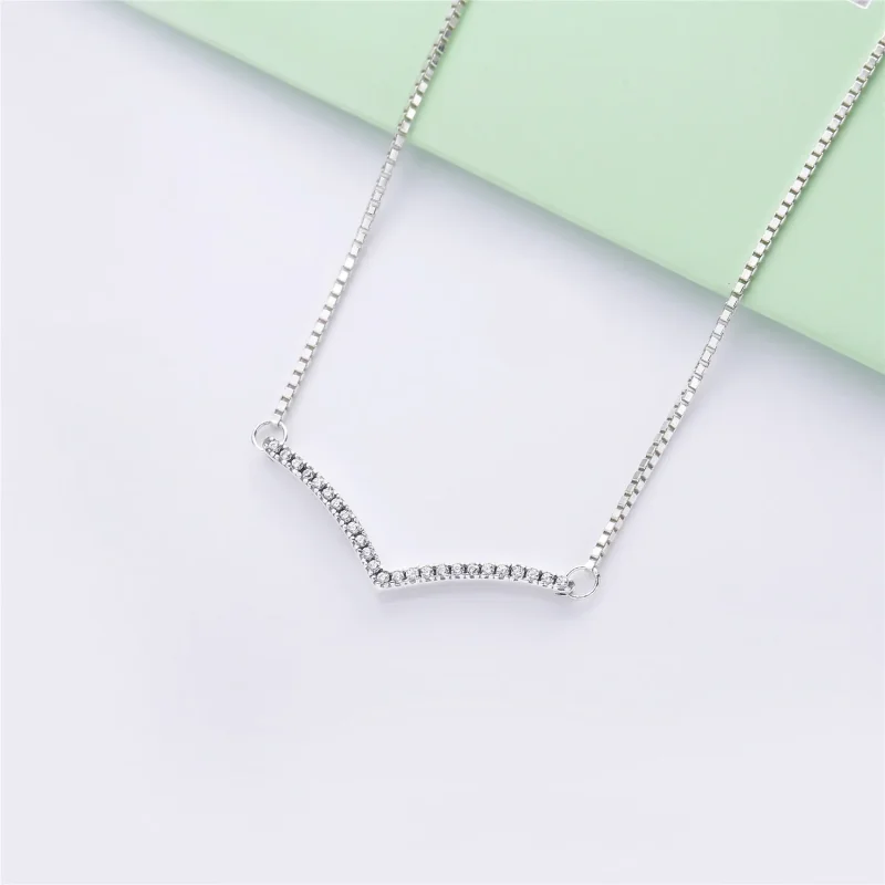 (slika za) PANDORA Svetleča ogrlica z željami v srebru - 397802CZ - Ogled 2