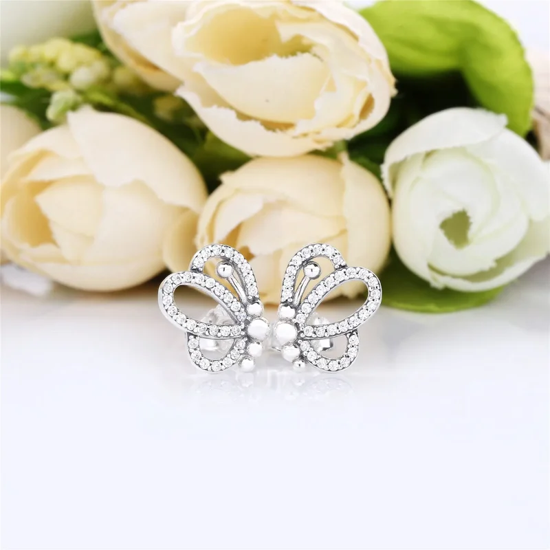 (slika za) PANDORA Uhani Butterfly Outlines - 297912CZ - Ogled 2