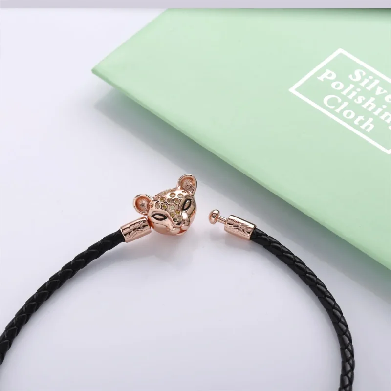 (slika za) Bleščeča levja princesa, zapestnica iz tkanega usnja, Pandora Rose™ - 588053CBK- - Ogled 4