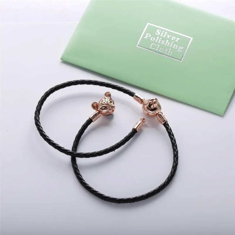 (slika za) Bleščeča levja princesa, zapestnica iz tkanega usnja, Pandora Rose™ - 588053CBK- - Ogled 5