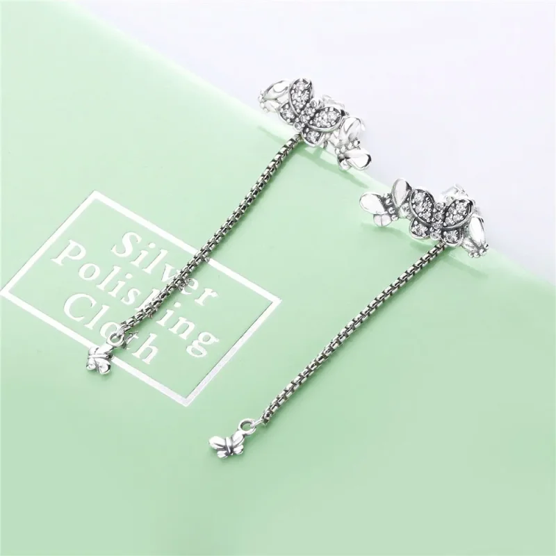 (slika za) PANDORA Bleščeči uhani z metulji - 297964CZ - Ogled 2