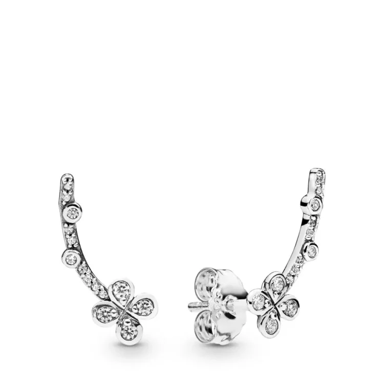 PANDORA Drapirani uhani s štirimi cvetnimi listi - 297936CZ