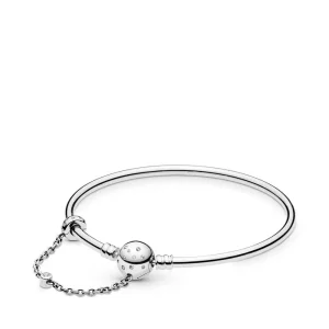 (slika za) PANDORA Limited Edition Moments Silver Bangle, zaponka True Uniqueness - 597846CZ