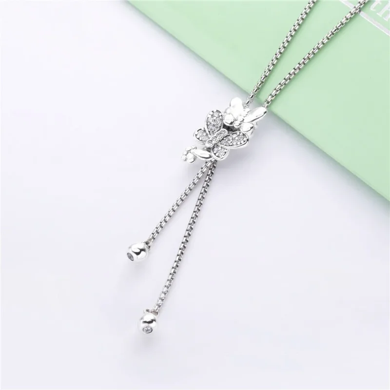 (slika za) PANDORA Ogrlica z bleščečimi in plešočimi metulji - 397911CZ - Ogled 2