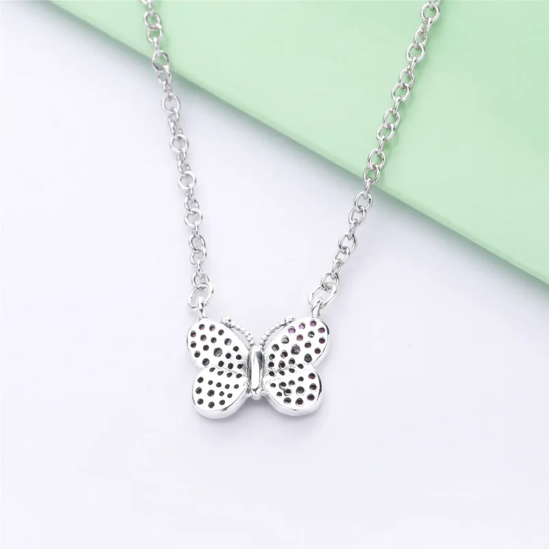 (slika za) PANDORA Ogrlica z bleščečimi roza metulji - 397931NCCMX-50 - Ogled 3