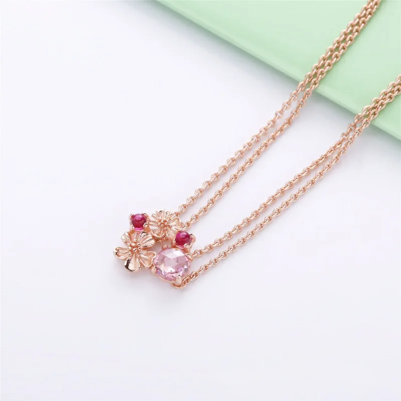 (slika za) PANDORA Ogrlica z breskovim cvetom - 388101NCC - Ogled 2