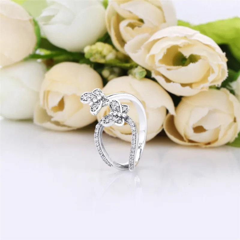 (slika za) PANDORA Prstan z bleščečimi metulji - 197920CZ - Ogled 2