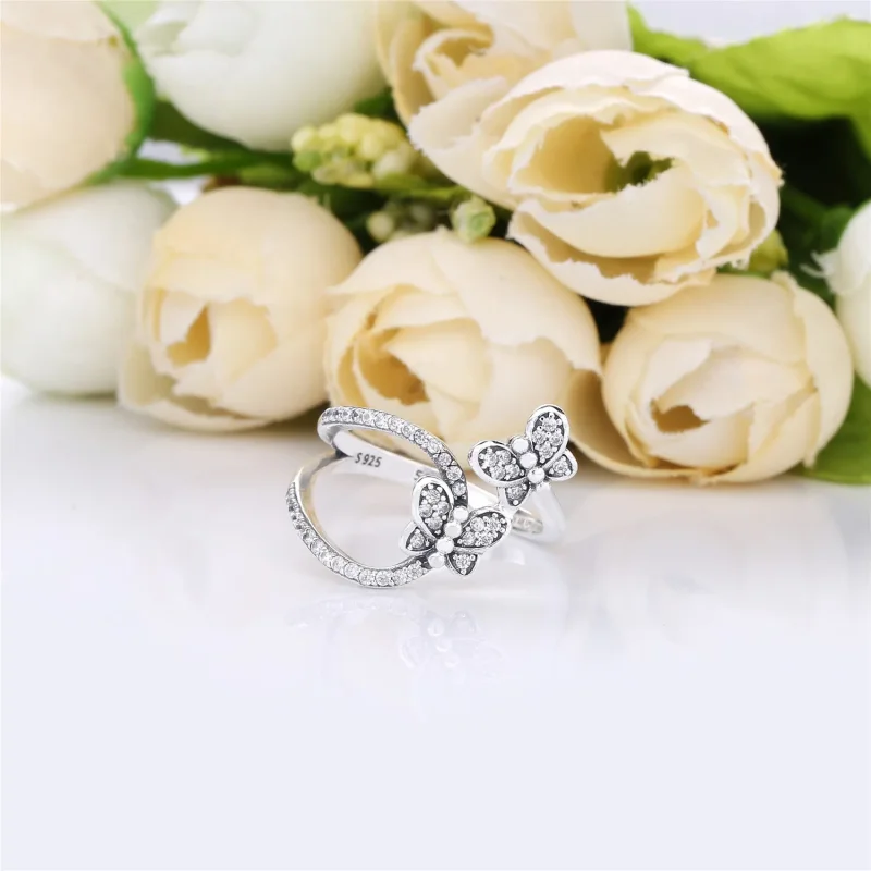 (slika za) PANDORA Prstan z bleščečimi metulji - 197920CZ - Ogled 3