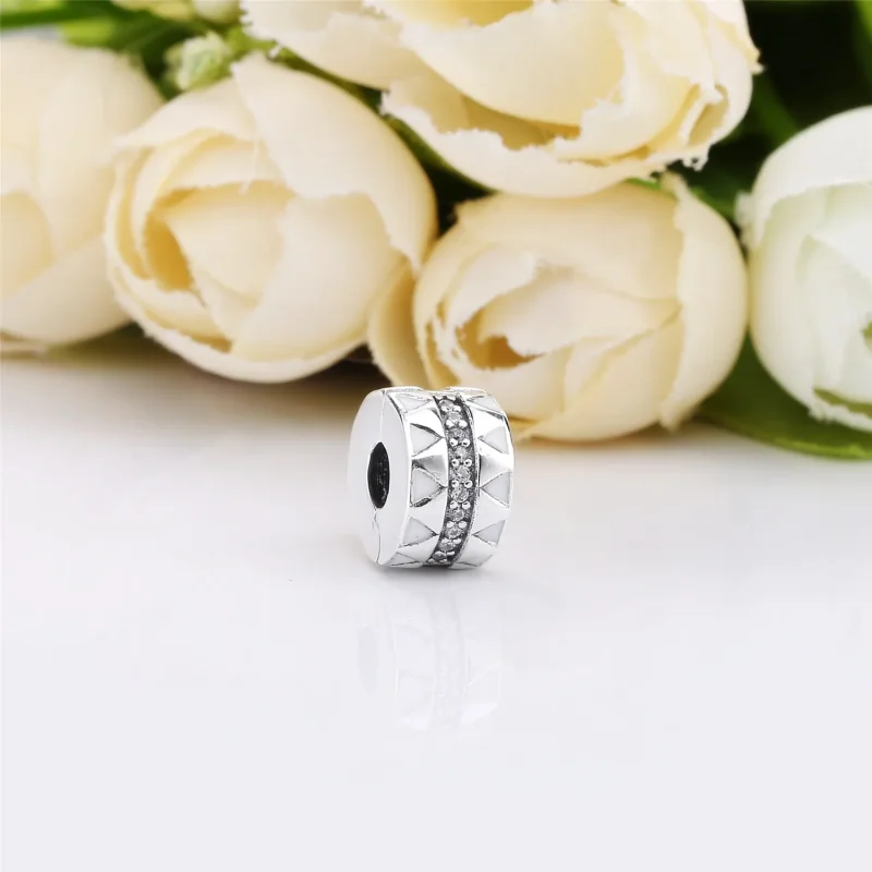 (slika za) PANDORA sponka z bleščečimi nazobčanimi črtami - 798067CZ - Ogled 2