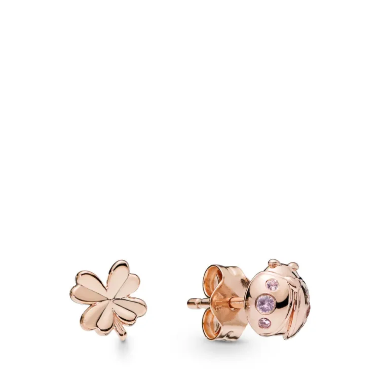 Štiriperesna deteljica in uhani pikapolonica, Pandora Rose™ - 287960NPO